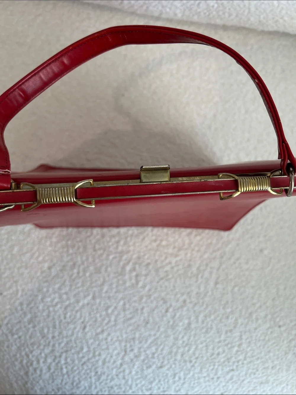 1950s Vintage Red Leather Top-Handle Bag